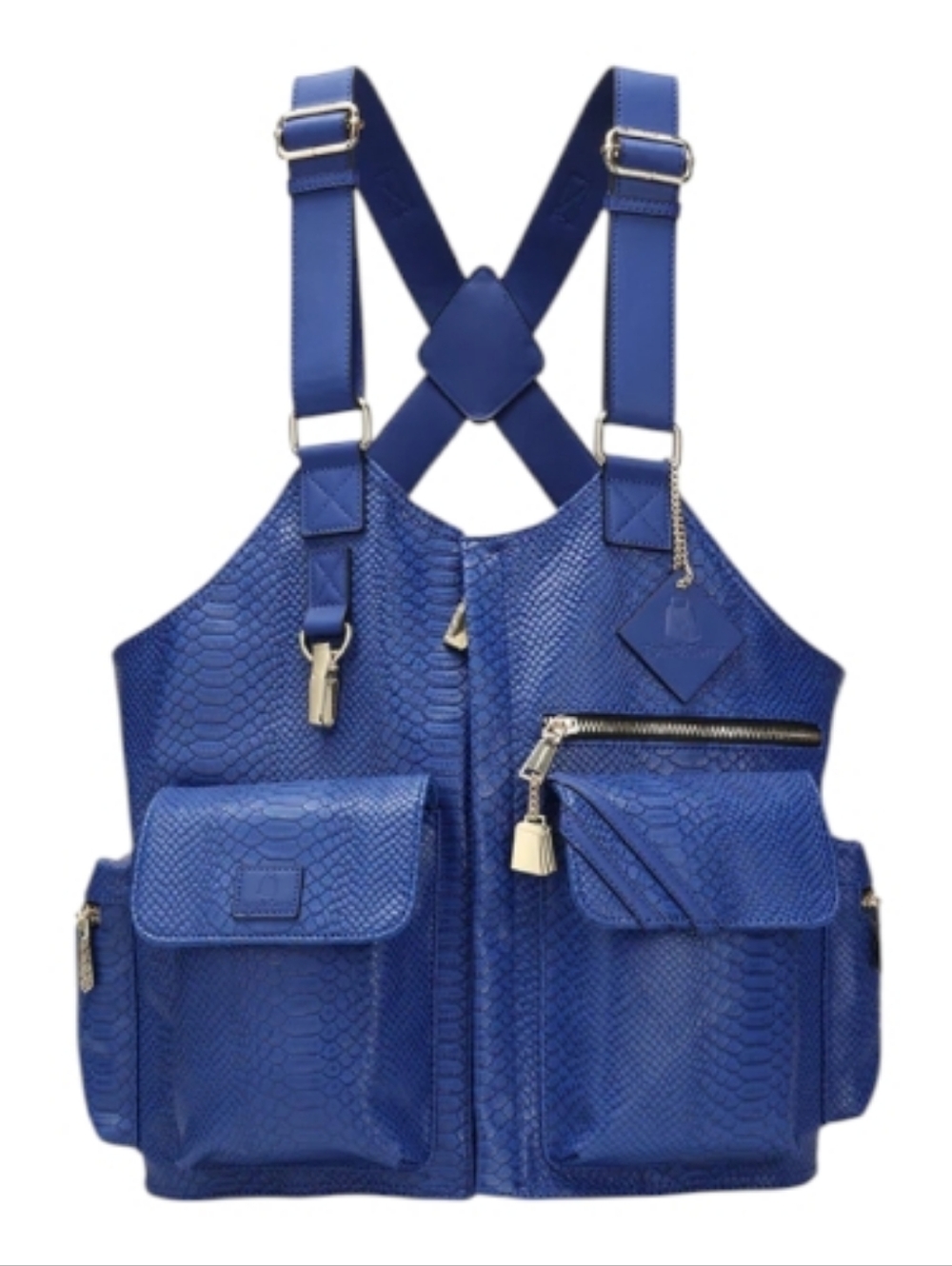 Tote & Carry Royal Blue Embossed Vegan Leather Tactical Vest Size L (1264) - Picture 14 of 16